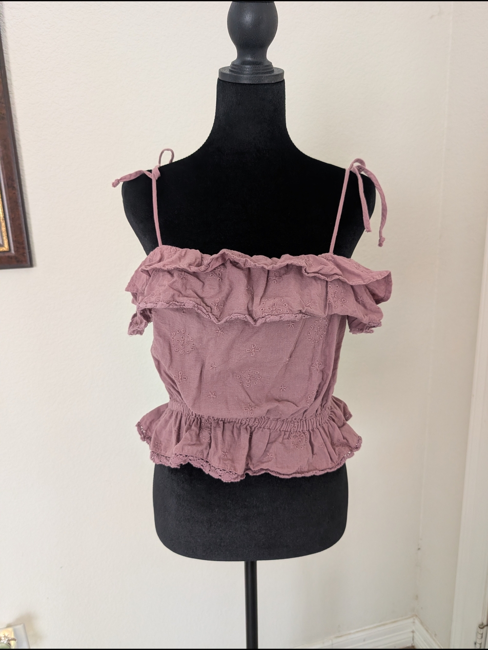 American Eagle Outfitters Mauve Ruffle Tie-Shoulder Camisole